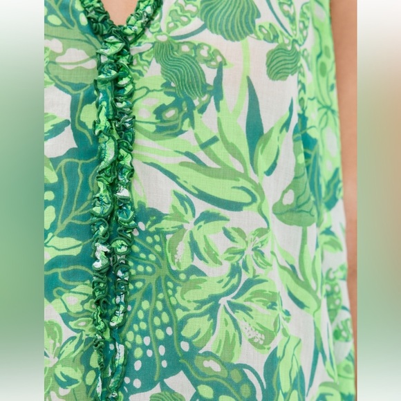NWT Poupette St Barth Mini Dali Cotton Sari Gauze Dress Green Jengel - Picture 5 of 13
